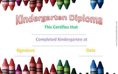 Диплом для детских садов с изображением карандашей