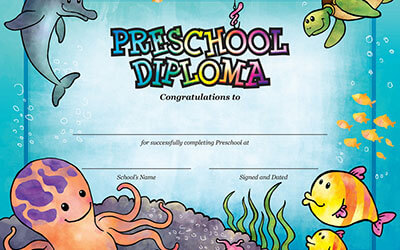 Детский диплом с изображением героев подводного мира
