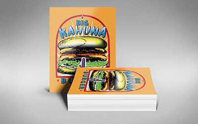 Яркий флаер с изображением сочного гамбургера