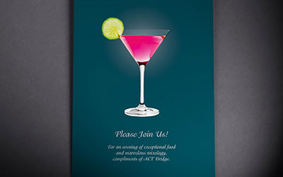 Дизайн пригласительного с изображением бокала мартини