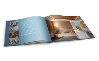 Яркий разворот каталога с изображением интерьера комнаты