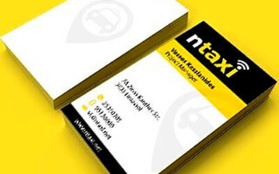 Оригинальные визитки для службы такси в черно-желто-белом оформлении