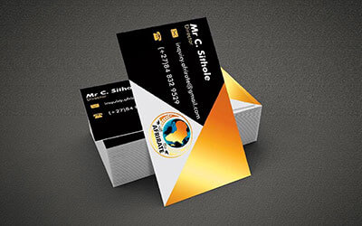 Яркий дизайн визиток с умелым сочетанием черного и оранжевого